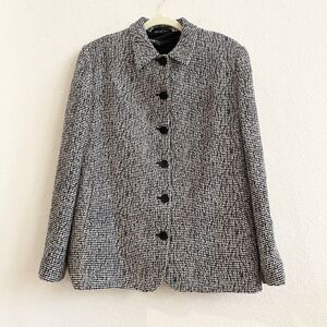 Zanella Italy Womens Sz 14 Soft Lynn Overcoat Jacket Black White‎ Lined